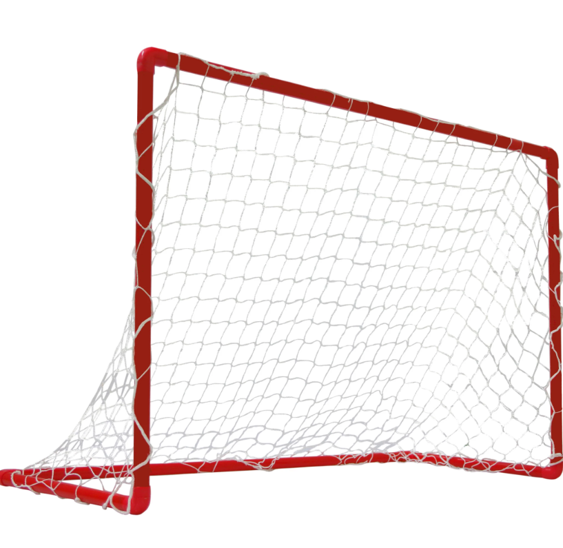 The Eurohoc Floorball Mini Goal by Eurohoc features a red frame and white net, shown angled on a plain white background—perfect for training and matches.