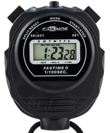 The Fastime 01 Stopwatch by Fastime is a black digital stopwatch showing 1:23.28, with Split/Reset, Mode, and Start/Stop buttons—perfect for cumulative split or single event timing.