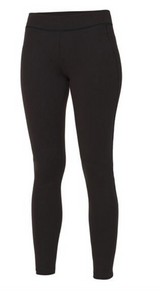 The Flames Netball Club Athletic Pant Leggings by Martin Berrill Sports are plain black, full-length leggings with UPF 30+ protection, shown on a white background.