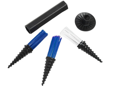 A pack of 25 Samba Grass Tuft Markers by Samba Sports in white, featuring a black cylindrical handle and a round black cap.
