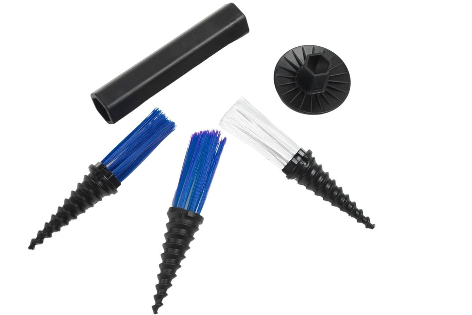 A pack of 25 Samba Grass Tuft Markers by Samba Sports in white, featuring a black cylindrical handle and a round black cap.