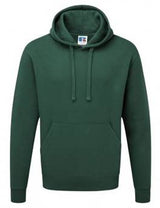 The Martin Berrill Sports Overbury CC Leisure Hoody is a plain dark green sweatshirt with a front pocket and drawstrings, shown on a plain white background.