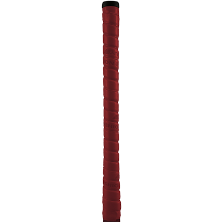 The Grays Cushion Grip by Grays is a textured, red cylindrical grip with ultra non-slip properties and a black band at the top, ideal for sporting equipment, pictured against a plain white background.