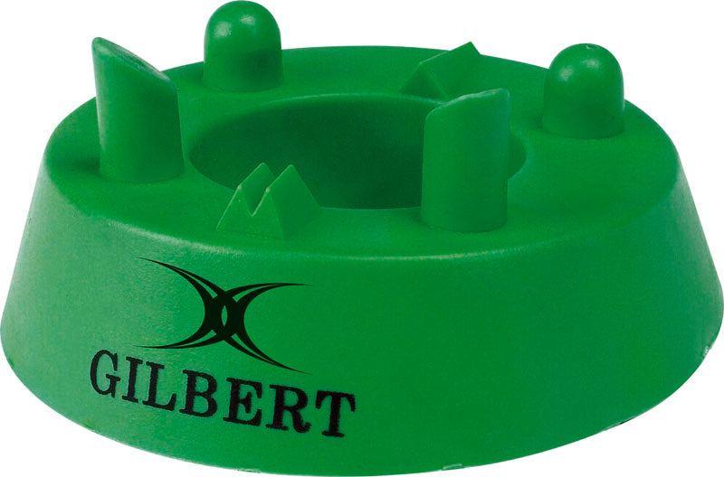 The green Gilbert 320 Precision Kicking Tee features four uniquely shaped prongs and a black Gilbert logo on the side.