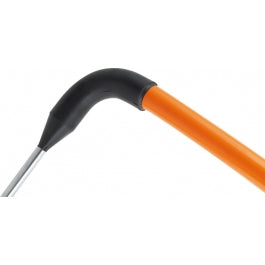 Close-up of a Gilbert Agility Pole by Gilbert, showing the orange and silver metal rod joined by a black plastic curved joint, commonly used for sidestep training and agility drills.
