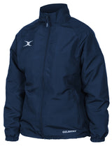 A black Gilbert Blaze Track Top with long sleeves, side pockets, and a high collar. Features a white logo on the right chest and "GILBERT" printed above the left pocket.