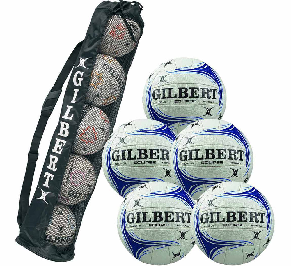 Gilbert Eclipse Match Netball 5 Ball Pack with Ball Tube