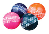 The Hunts County Glitter Ball set by Hunts County includes four colorful PVC training balls with textured white stripes in pink, dark blue, orange, and dark green—perfect for drills and activities. Balls are compactly arranged on a white background.
