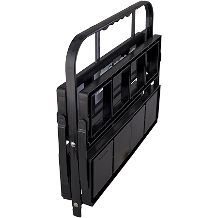 A black Grays Water Bottle Carrier by Grays is shown partially folded, with a top handle and multiple rectangular compartments—ideal for carrying 8 bottles—set against a plain white background.