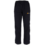 Grays Ladies Glide Trousers by Grays feature an elasticated waist, side pockets, and a small orange and white logo on the left thigh. These relaxed-fit pants have long leg zippers and are shown against a white background.