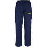 Grays Ladies Glide Trousers in navy blue feature an elasticated waist, long leg zippers, and a small orange and white Grays logo on the left thigh, shown against a plain white background.