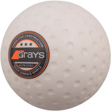 The Grays Astrotec Hockey Ball is a white, dimpled field hockey ball with a round Grays label and three black stars—ideal as a club match ball for county level play.