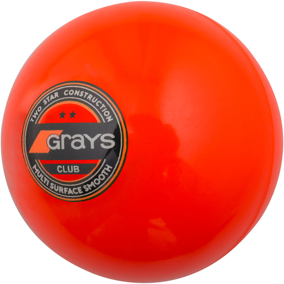 The Grays Indoor Hockey Ball is a bright orange PVC practice ball with the Grays logo, designed for indoor field hockey.