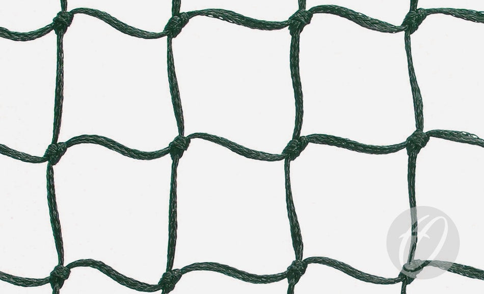 Close-up of the Harrod Sport HP14 3MM Braided Net showing its square mesh pattern and knotted intersections against a white background. A subtle circular watermark appears in the lower right corner.
