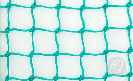 A close-up of the Harrod Sport 3MM Spare Mini Target Net, featuring green braided material with square-shaped knotted holes, shown against a white background.