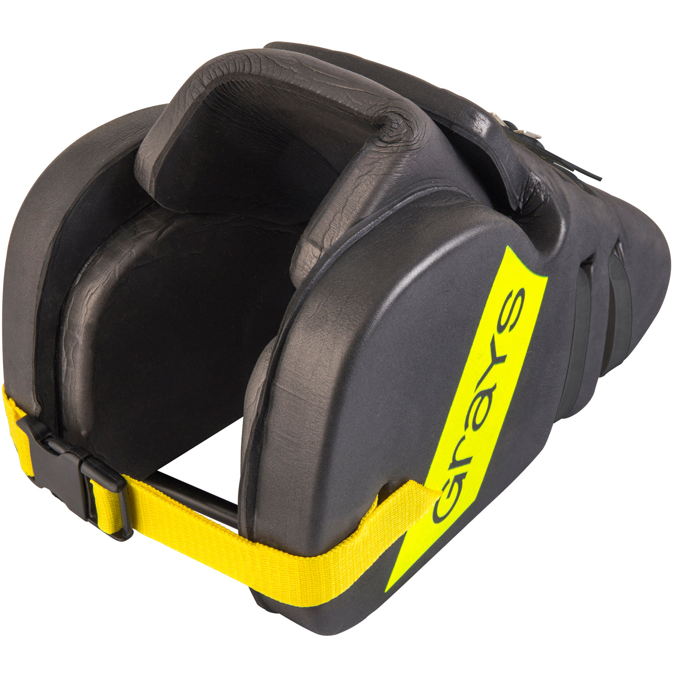 Grays Nitro Kickers are black and yellow protective sports helmets with a chin guard, triple density foam padding, adjustable strap, durable polymer strapping, and the Grays logo in bold yellow on the side.