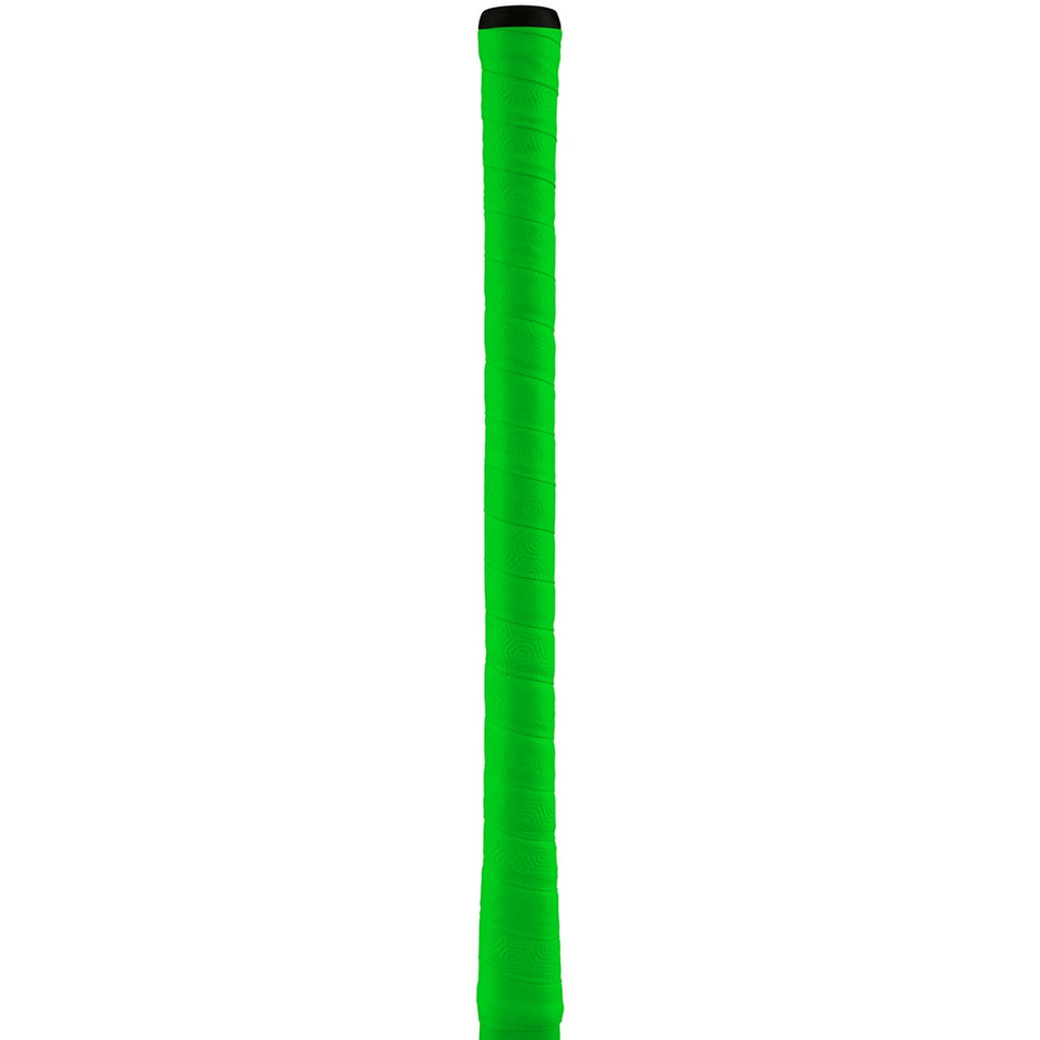 A black, textured Grays Twintex Grip from Grays, designed to improve top hand control on sports rackets or similar equipment, is displayed vertically against a white background.