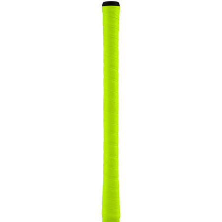 The Grays Twintex Grip by Grays is a neon yellow tennis racket grip with a textured, spiral-wrapped design and black top band, shown on a white background for improved top hand control.