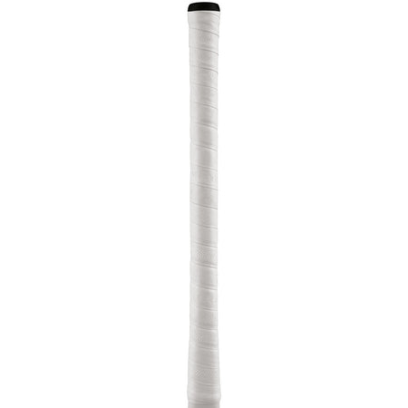 The Grays Twintex Grip by Grays is a white, textured tennis racquet grip featuring a spiral wrap design for improved top hand control, displayed vertically against a plain white background.
