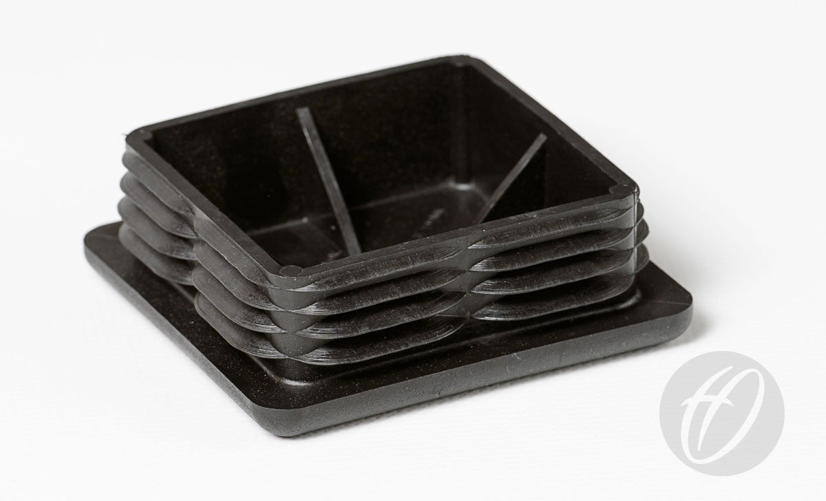 A Harrod Sport Plastic Lid for 76mm square sockets, black and square with ridged sides, designed as a socket lid for football posts or goals, is shown on a white background.