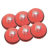 Six orange leather cricket balls from the MBS Supreme Crown Six Pack by Martin Berrill Sports are arranged in two rows, each featuring a white logo and text.
