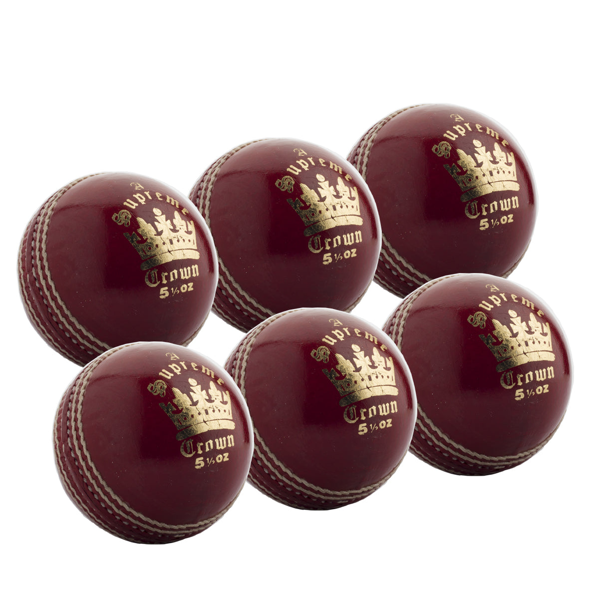 The Martin Berrill Sports MBS Supreme Crown Six Pack features six red cricket balls—perfect for practice sessions.