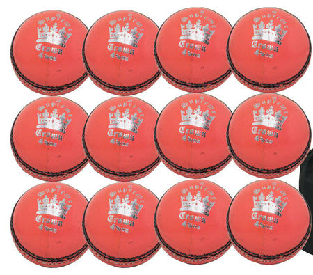 Twelve orange MBS Supreme Crown balls by Martin Berrill Sports are arranged in three rows beside a large black ball bag, all included in the 12 Pack With Ball Bag set.