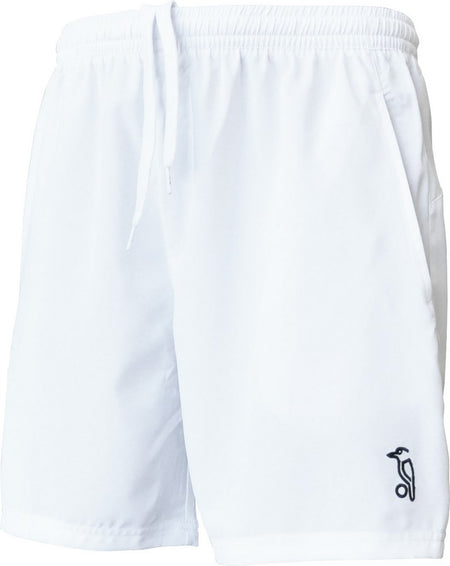 Kookaburra Playing Shorts by Kookaburra are made from breathable microfibre with an elastic waistband, drawstring, side pockets, and a small black logo—water-repellent and perfect for peak performance.