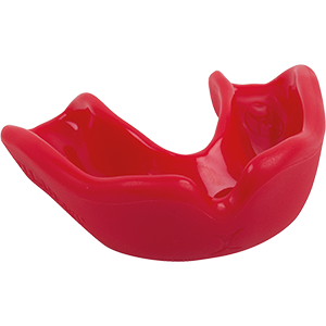 The Grays Academy Mouthguard by Grays is a red entry-level mouthguard that protects teeth and gums, shown on a plain white background.