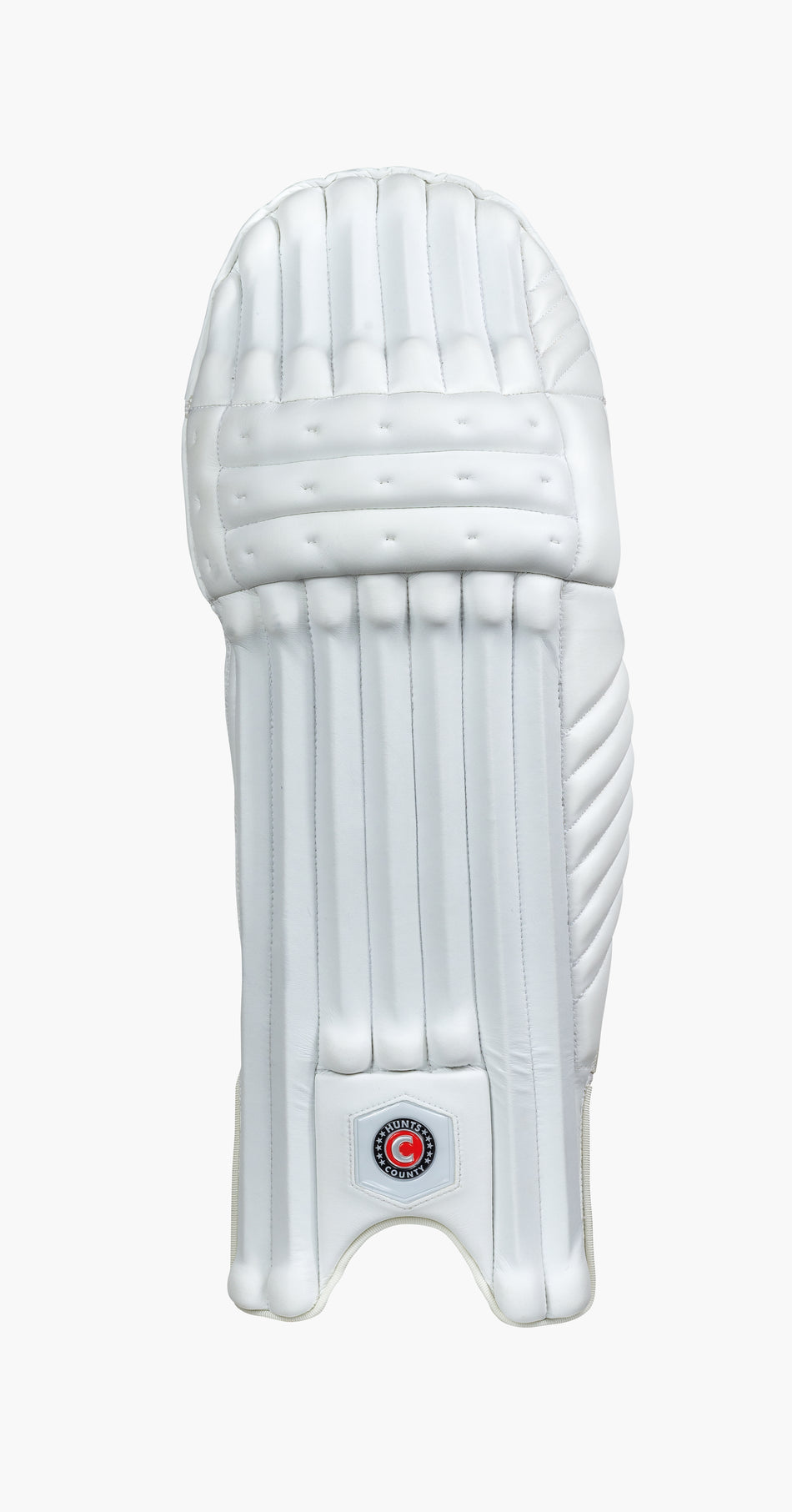 The Hunts County Insignia Batting Pad is a lightweight pad with stitched vertical and horizontal grooves, a padded surface, and the Hunts County circular logo near the bottom, shown on a plain white background.