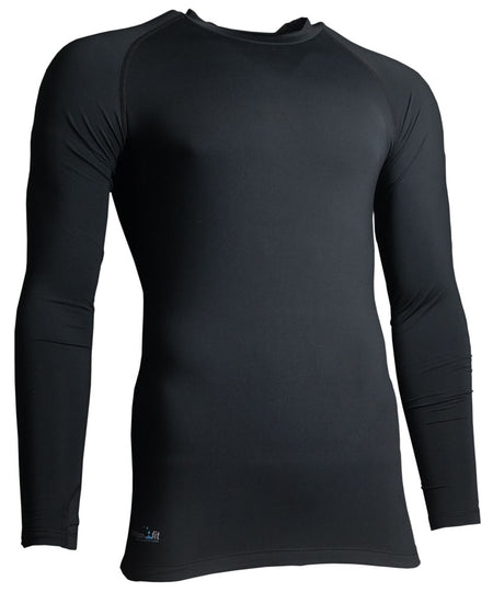 The Precision Training Precision Essential Baselayer Long Sleeve Shirt Junior in black is shown on a plain white background.