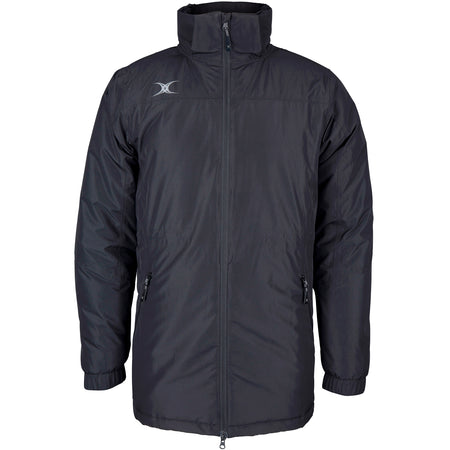 The Gilbert Pro All-Weather Jacket by Gilbert is a black jacket with a white logo.