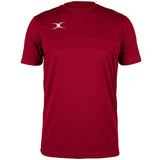 The Gilbert Photon Tee by Gilbert is a maroon short-sleeve athletic shirt featuring a small white logo on the left chest, designed for versatile training with no other visible patterns or designs.