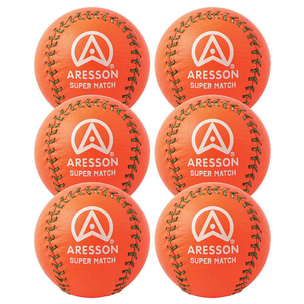 Aresson Super Match Rounders Ball 6 Pack (Orange)