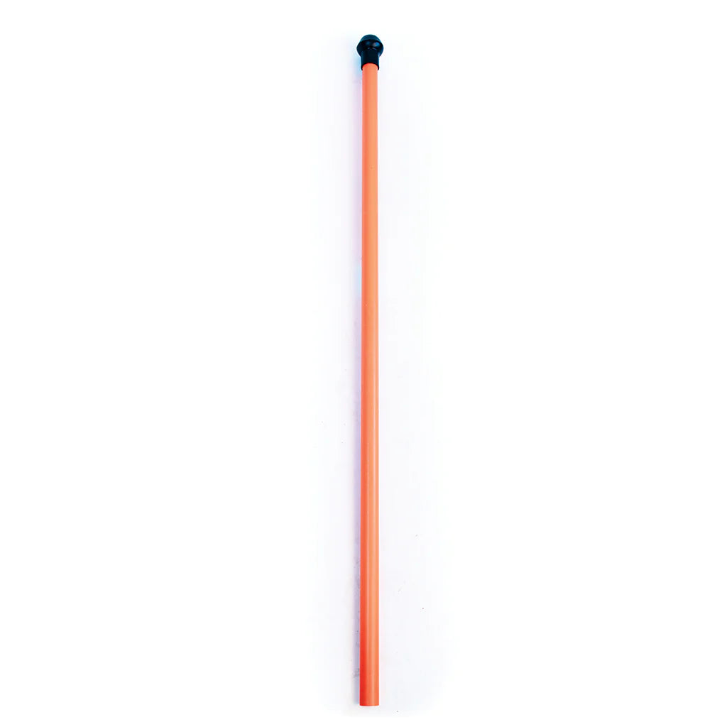 The Aresson Plastic Rounders Post with Safety Pommel, in bright orange, stands vertically against a white background.