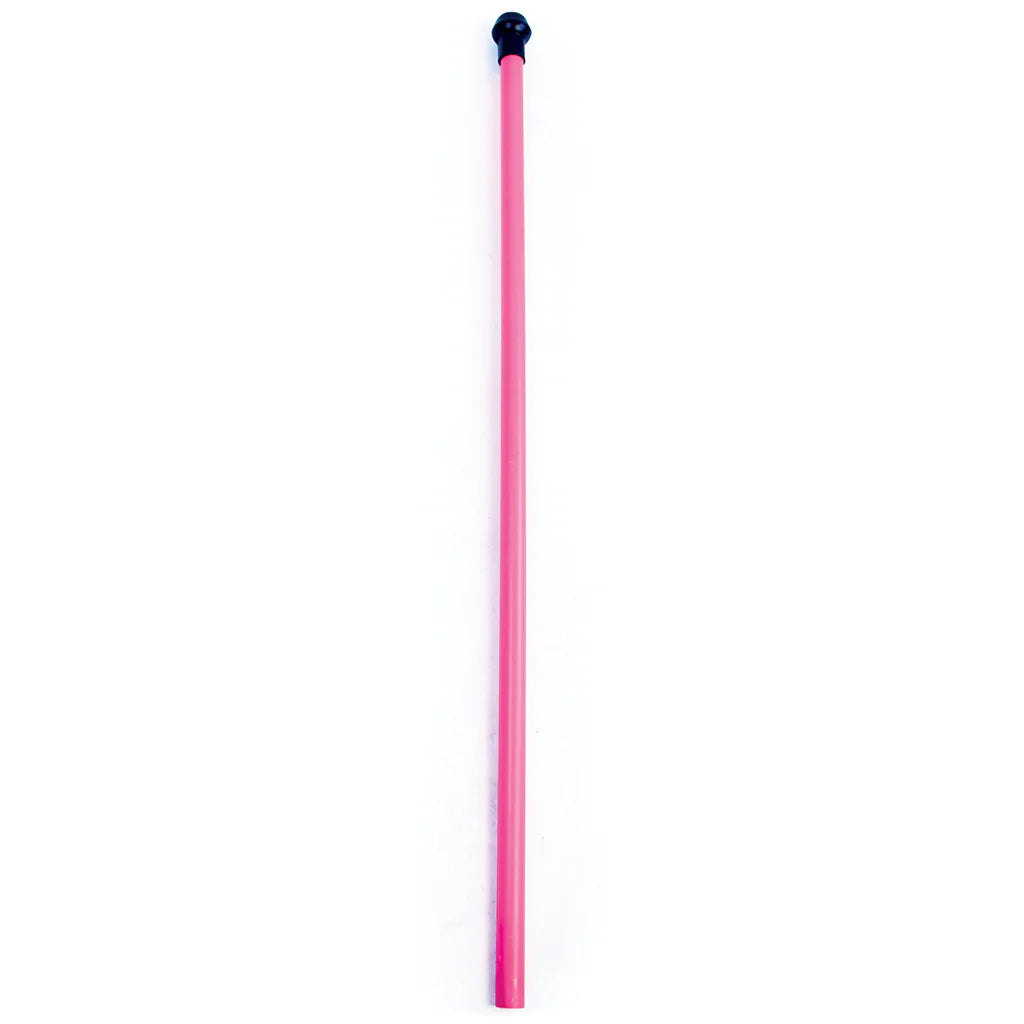 The Aresson Plastic Rounders Post with Safety Pommel is a long, straight pink post featuring a small black safety pommel at one end, shown on a white background.
