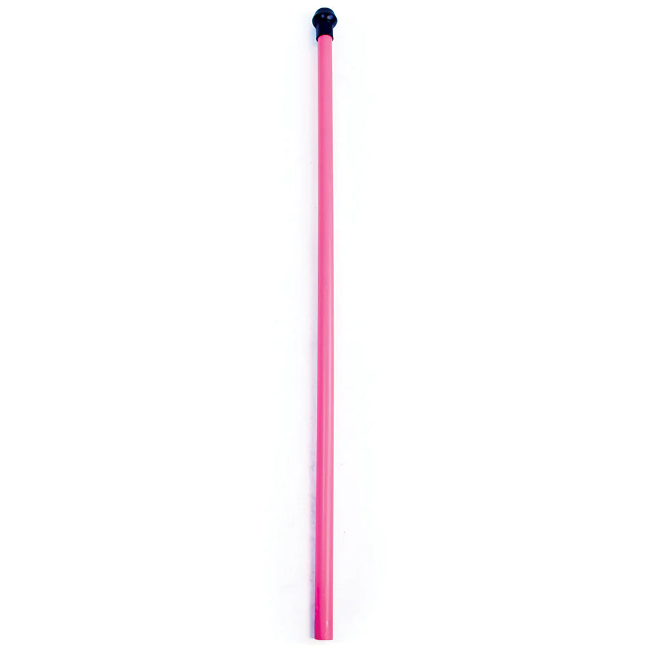The Aresson Plastic Rounders Post with Safety Pommel is a long, straight pink post featuring a small black safety pommel at one end, shown on a white background.