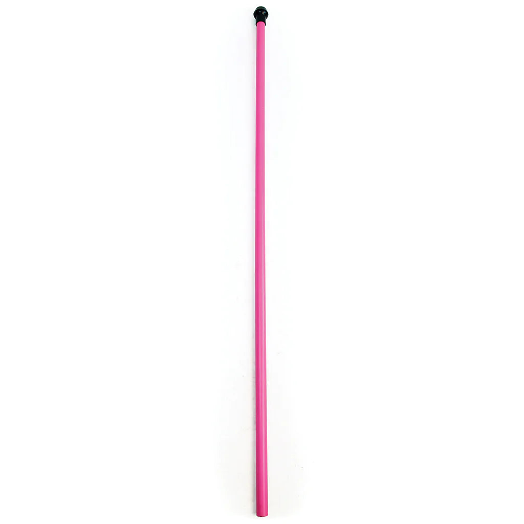 The Aresson Plastic Rounders Post with Safety Pommel is a long, straight pink post featuring a small black safety pommel on top, shown vertically against a white background.