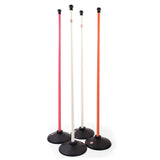 The Aresson Plastic Rounders Posts & Bases (Set of Four) features pink, white, and orange posts with black bases and safety pommels, arranged in a row against a white background.