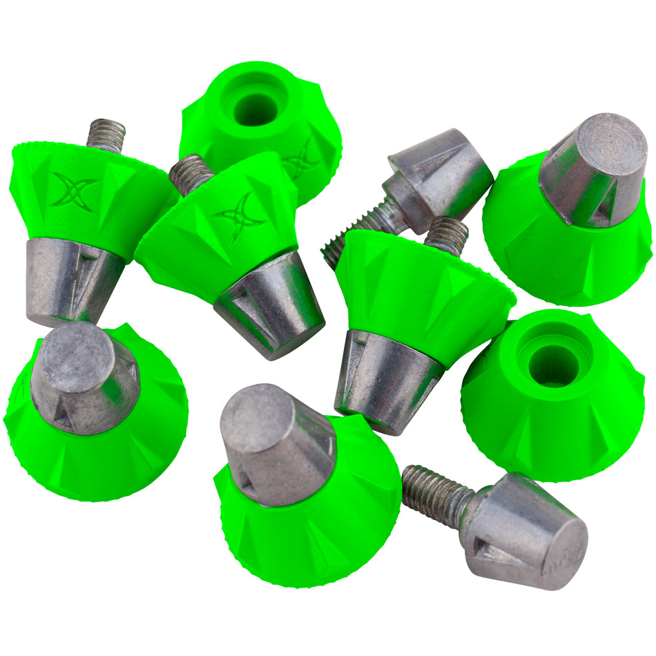 The Gilbert Pro Tip Studs (12) by Gilbert are green plastic studs with lightweight, tipped design for outstanding traction.