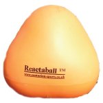 The Precision Training Reaction Ball Large (20cm) is an orange, pyramid-shaped rubber ball with rounded edges and black "Reactaball" text, perfect for reflex training and rehabilitation.