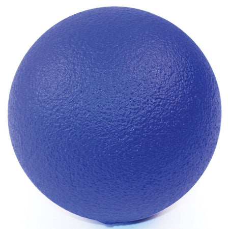 The Mastersport Coated Foam Ball (15cm) in solid blue, shown against a white background, is textured for grip, easy to clean, and ideal for both indoor and outdoor play.