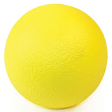 The Mastersport Coated Foam Ball (15cm) is shown against a white background. Its bright yellow, easy-to-clean textured surface makes it ideal for both indoor and outdoor play.