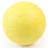 The Martin Berrill Sports Coated Foam 32 Panel Football features a yellow textured surface and classic panelled design, ideal for indoor and outdoor play.