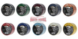 Five rolls of Precision Training SGR Sock Tape 38mm in assorted colors (black, green, white, navy, orange)—ideal for securing shin guard tape—are shown with the brand logo. Pack includes 5 tapes.