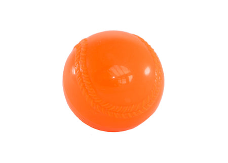 The Aresson All Play Soft Indoor Rounders Ball in bright orange features a stitched seam baseball pattern and low bounce design, making it ideal for juniors or indoor rounders. Shown on a white background.