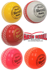 Five pink Storm PVC Coaching & Training Balls by Martin Berrill Sports, shown in pairs and a single ball—perfect for training—with the Martin Berrill Sports Gloucester logo and website at the bottom right.