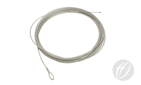 The Harrod Sport Spare Tennis Headline is a coiled galvanised steel cable with a small loop at one end and a straight tip at the other, shown on a white background.