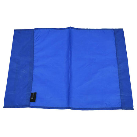 A royal blue rectangular mat from Precision Training’s Precision Corner Flags, featuring slightly darker blue edges and a small black tag on the left side, is laid flat on a white background.
