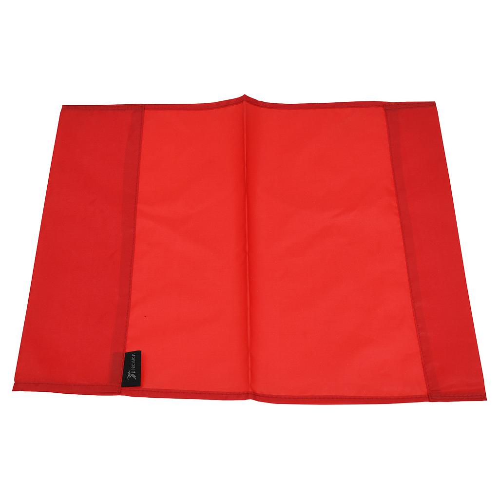 The Precision Training Precision Corner Flags in bright red are rectangular with stitched borders and feature a small black tag on the left side, displayed flat on a white background.